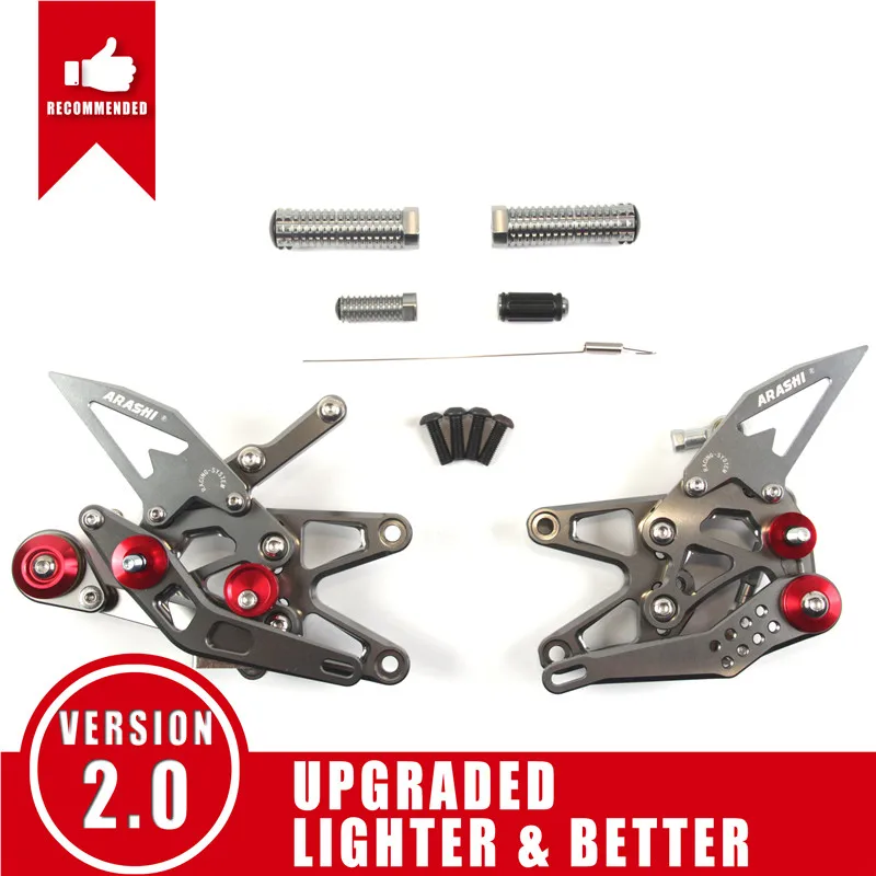 Gray Arashi для TRIUMPH DAYTONA 675 675R 2013- Rider подножки CNC Регулируемые подножки Rearset части 675-R - Цвет: Gray