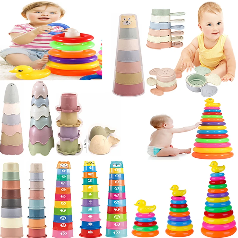 

Children's Day Gift Pyramid Tower Stacking Duck Toys Baby Birth Montessori Educational Beach Kids Pool Bathtub Toy Toddler 0 12M