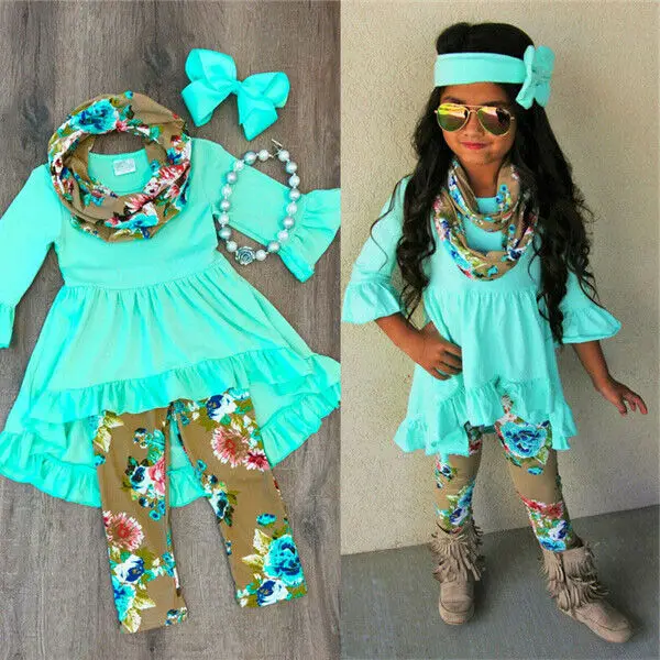 Комплект из 3 предметов для детей модный топ с цветочным принтом новорожденных