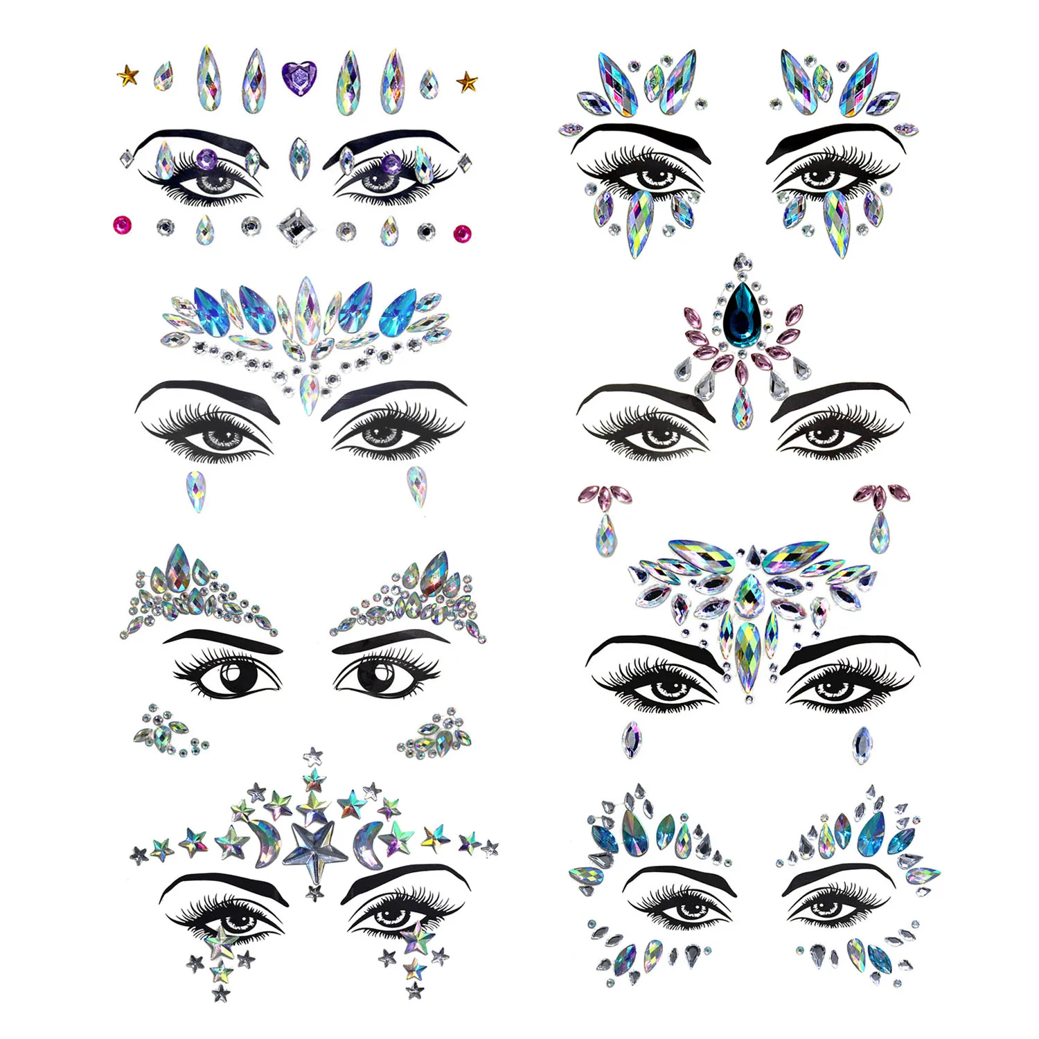 Наклейки для украшений на лицо макияж Временные татуировки боди арт драгоценные