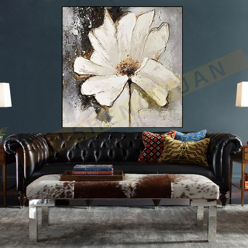 

Pure Hand-Painted Oil Painting Abstract Flower Paintings Minimalist Decor Wall Art Modern Home Decoration Bedroom kids room