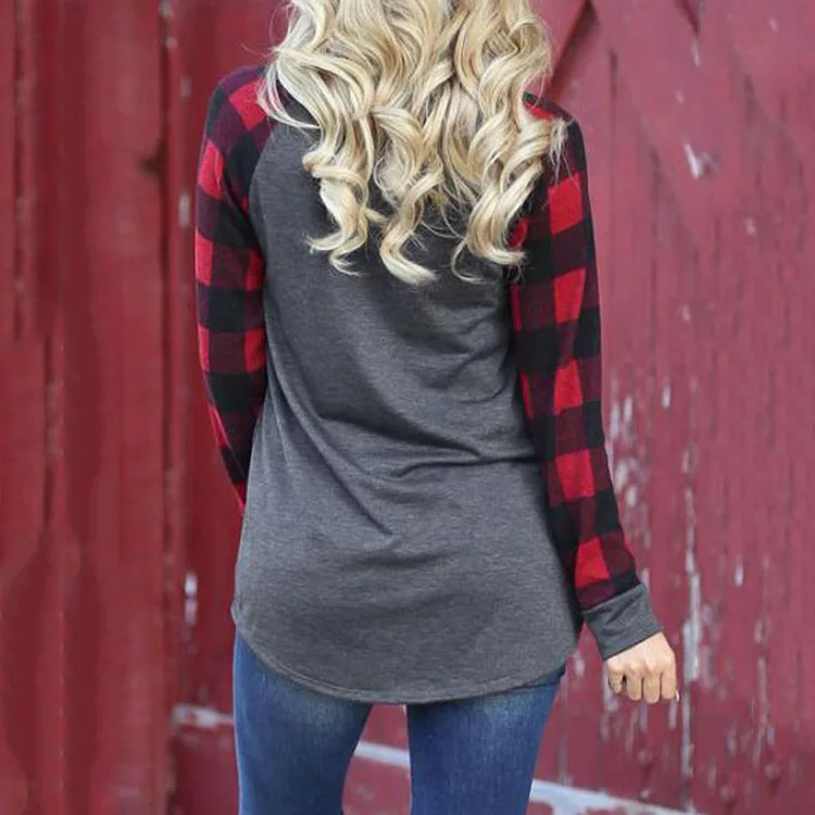 

Carney women's top be kind printed round neck Raglan long sleeve T-shirt
