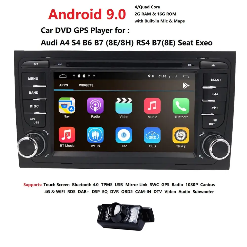 4G wifi Android 9,0 Автомобильный gps Navi для audi A4 2002-2008 S4 RS4 8E 8H B6 B7 с BT RDS DVD мультимедийный плеер радио