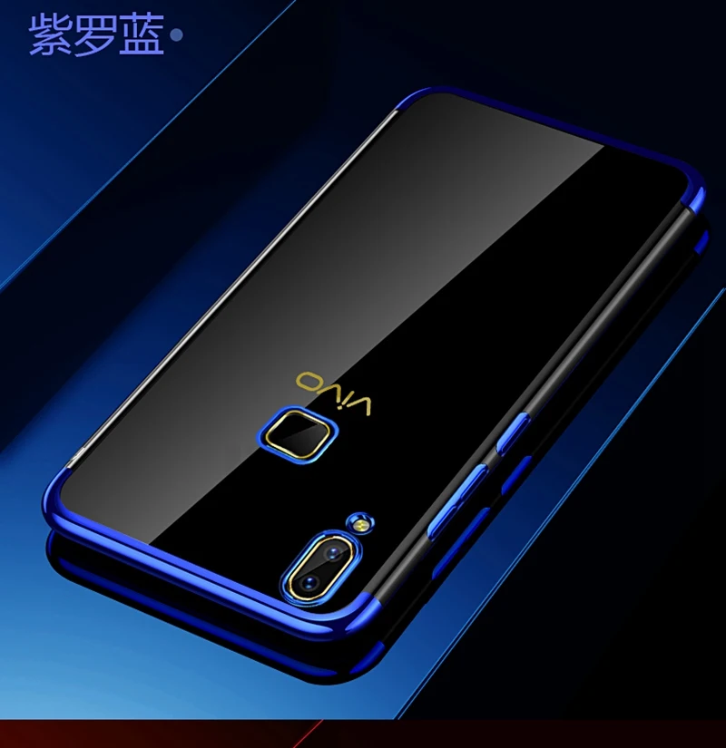 Синий UPaitou Роскошный чехол для VIVO Z5X Z3i Z1 Pro Y97 Y95 Y93 Lite Y85 Y83 Y81 Y79 Y69 Y67 Y66 Y65 чехол из силикона и ТПУ прозрачный чехол - Цвет: Синий