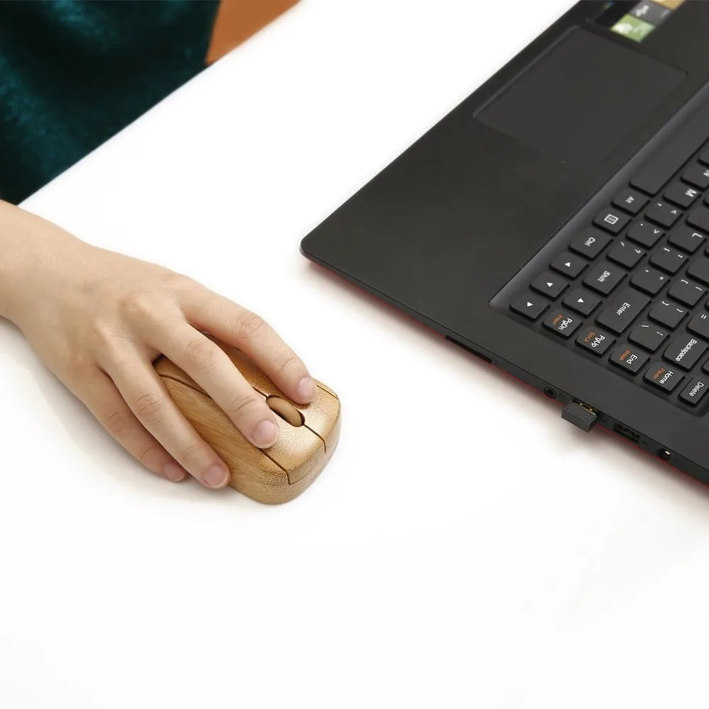 2 4G Беспроводная оптическая бамбуковая мышь 3 Регулируемая dpi компьютерная с