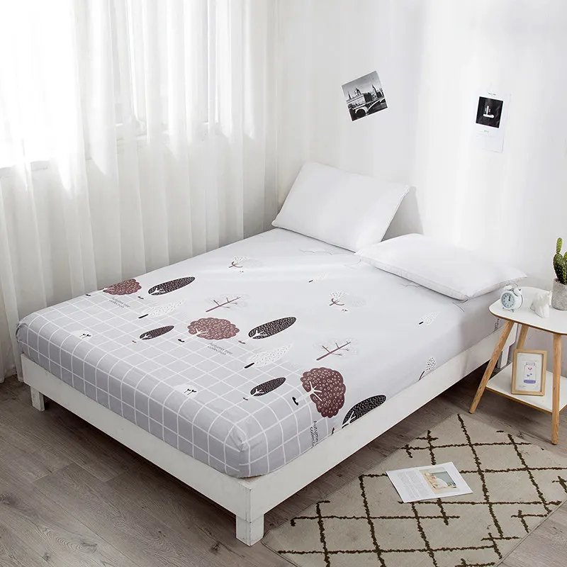 Bonenjoy Single Queen Size Fitted Bed Sheet with Elastic Letter Printed Mattress Protector For Kids Linen Sets | Дом и сад