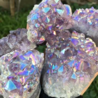 lovely rainbow angel aura crazy amethyst clusters natural quartz crystal rough lealing stone for children gifts