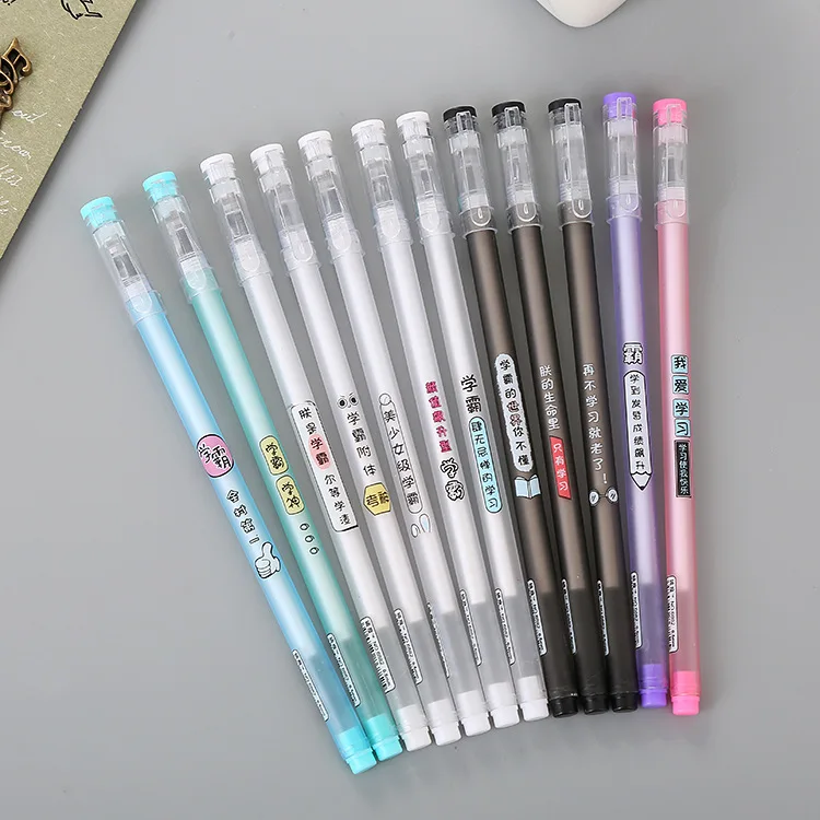 20 pcs Creative New Transparent Xueba Neutral Pen Cute Cartoon Stationery with Written Painting Water-based Signature Pen