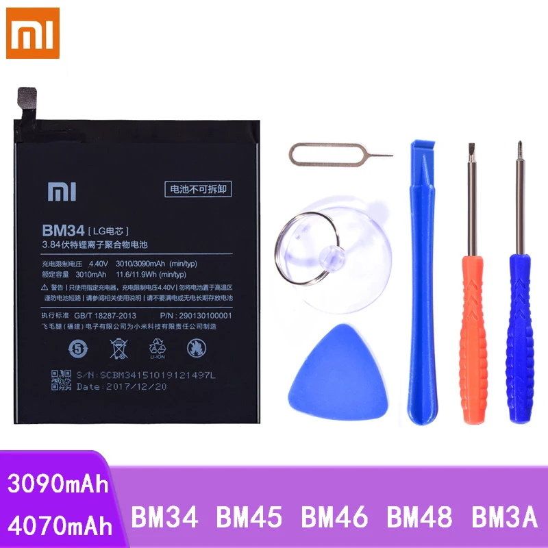Оригинальный аккумулятор BM34 BM45 BM46 BM48 BM3A для Xiaomi Mi Note2 Note3 Redmi Note 2 3 литий полимерный