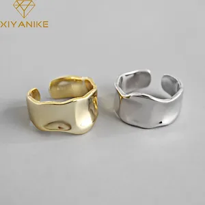 Посеребренные нестандартные геометрические Открытые Кольца XIYANIKE ручной работы для женщин Свадебные парные индивидуальные золотые серебряные ювелирные изделия