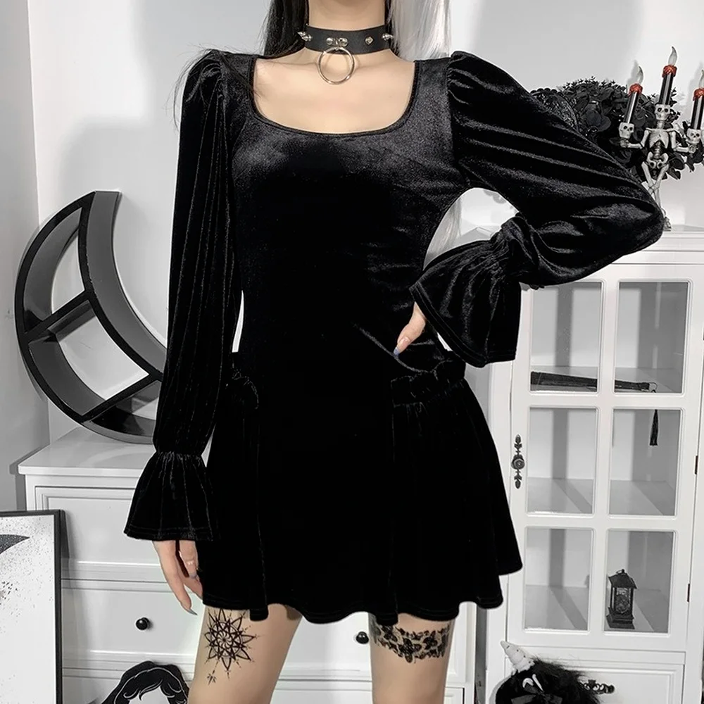 

Dress summer bodycon Black fairy women long sleeve sexy vintage y2k mini casual korean style night evening ladies 2021 vestidos