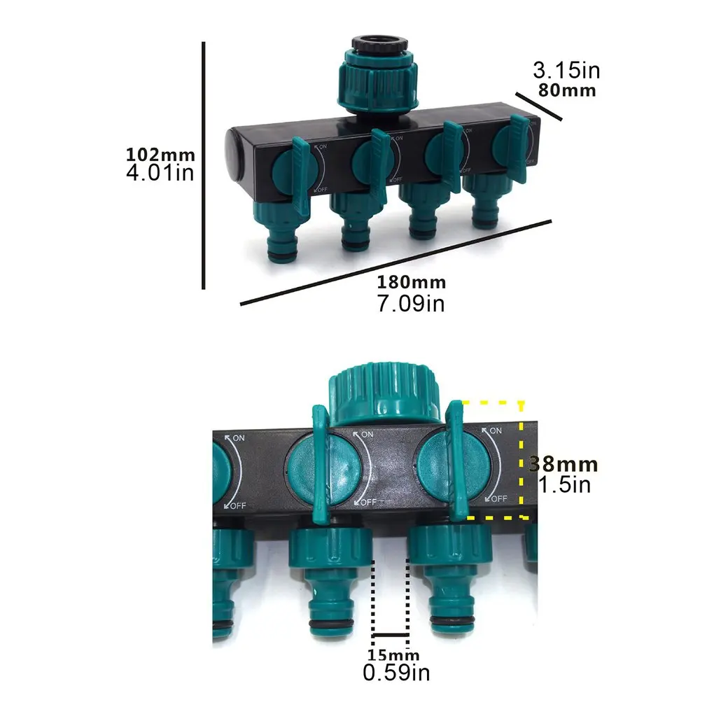 

European Style Faucet Water Pipe Connector One In Four Out Valve Diverter Garden Watering Lawn Maintenance