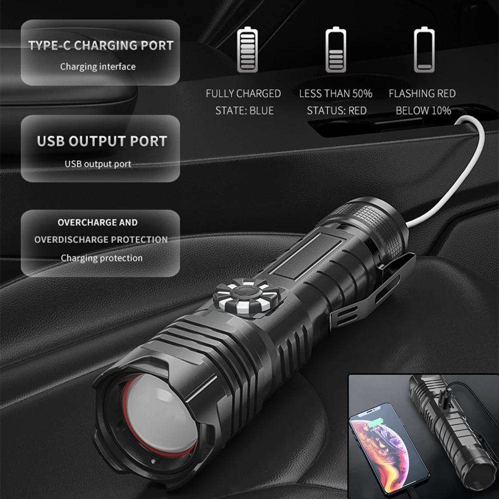 저렴한 XHP99 LED 손전등 무단 디밍 강력한 18650 토치, USB 충전식 줌 작업 빛 4 모드 방수 캠핑 랜턴 구매 XHP99 LED 손전등 무단 디밍 강력한 18650 토치, USB 충전식 줌 작업 빛 4 모드 방수 캠핑 랜턴
