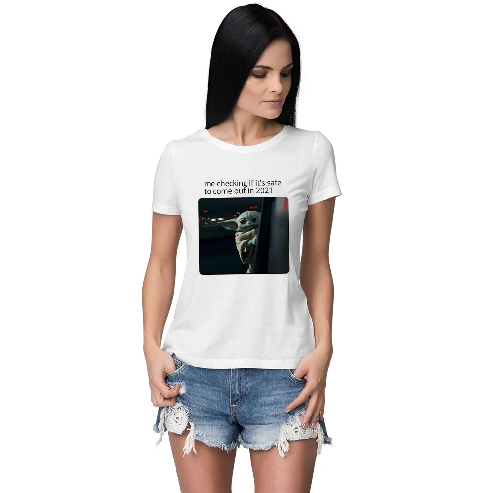 

Baby Yoda Women's T-Shirt 2021 Designer Clothes Disney Fashion Short Sleeve Shirt Women Streetwear Vogue 90s European Urban Edgy