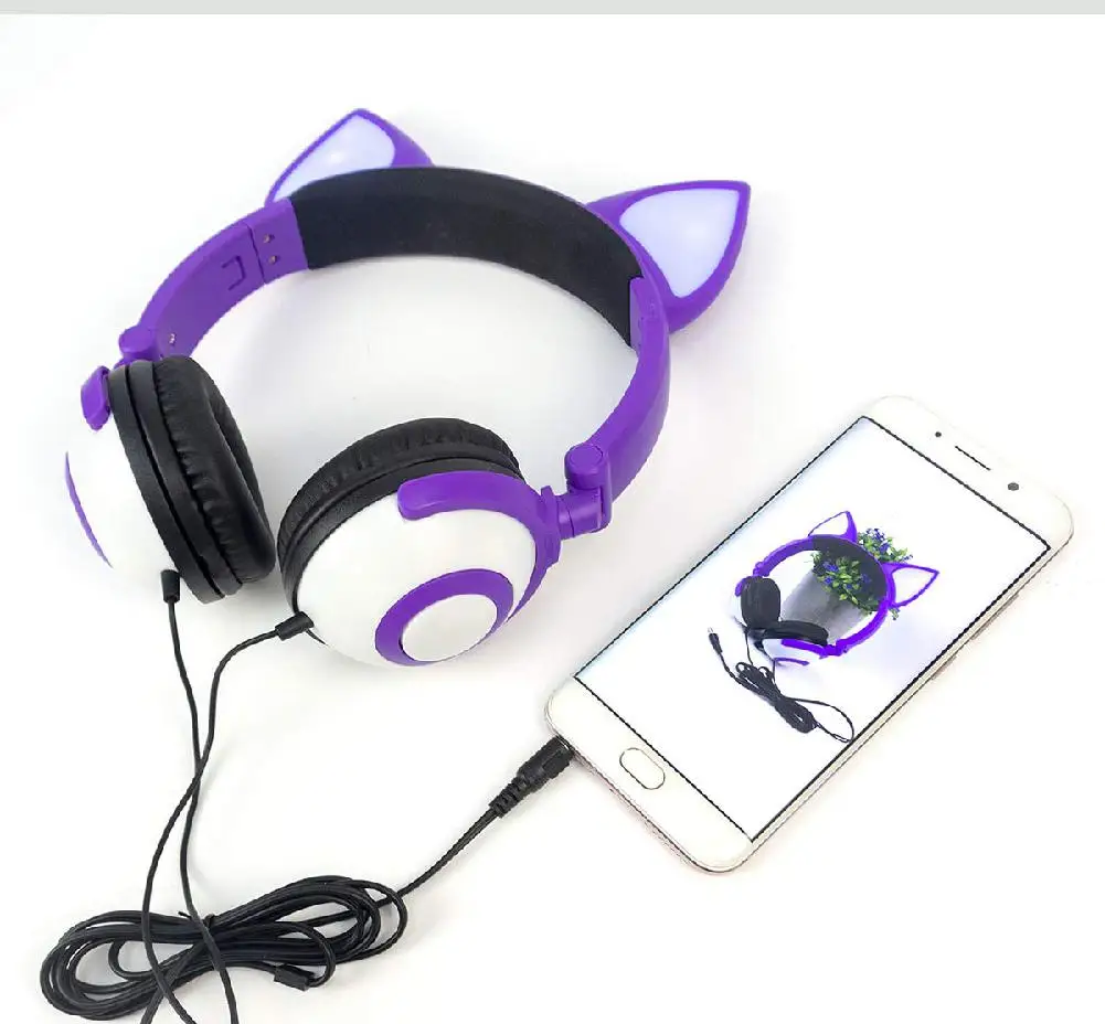 Мигающие музыкальные Игровые наушники детские светодиодные проводные с
