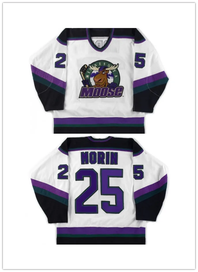 

1994-95 Moose 25 Stephane Morin MEN'S Hockey Jersey Embroidery Stitched Customize any number and name