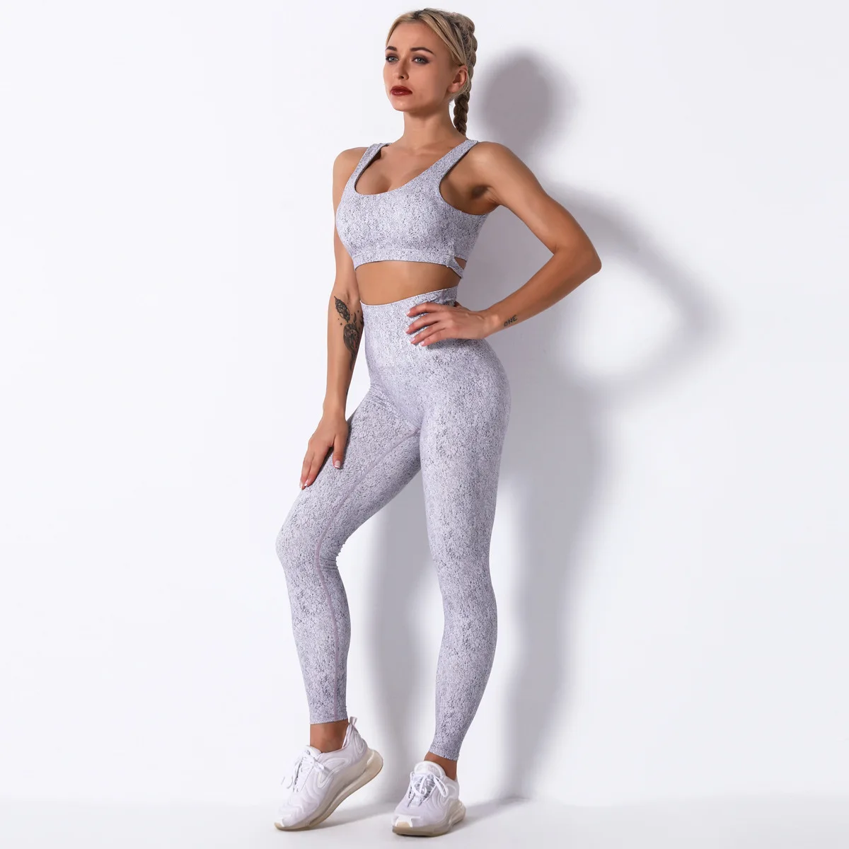 

Yoga Clothes Printing Quick-Drying Clothes Sports Yoga Clothes Suit Shockproof Gather Bra Yoga Pants Suit