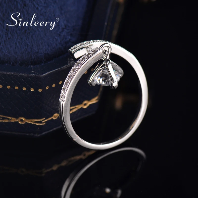 SINLEERY корейское модное кольцо Регулируемый размер кубический циркон кристалл