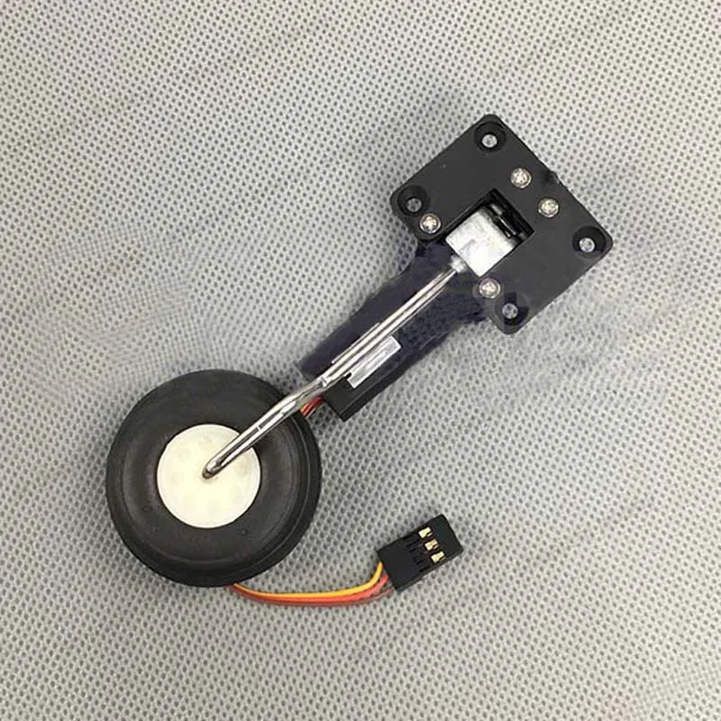 Engranaje de aterrizaje retr&aacute;ctil electr&oacute;nico para Dron RC, Agujero del eje de direcci&oacute;n de Metal de 3mm, di&aacute;metro de rueda Horizontal/Vertical de 38mm, 90 &deg;, 25g, 1 Juego-4