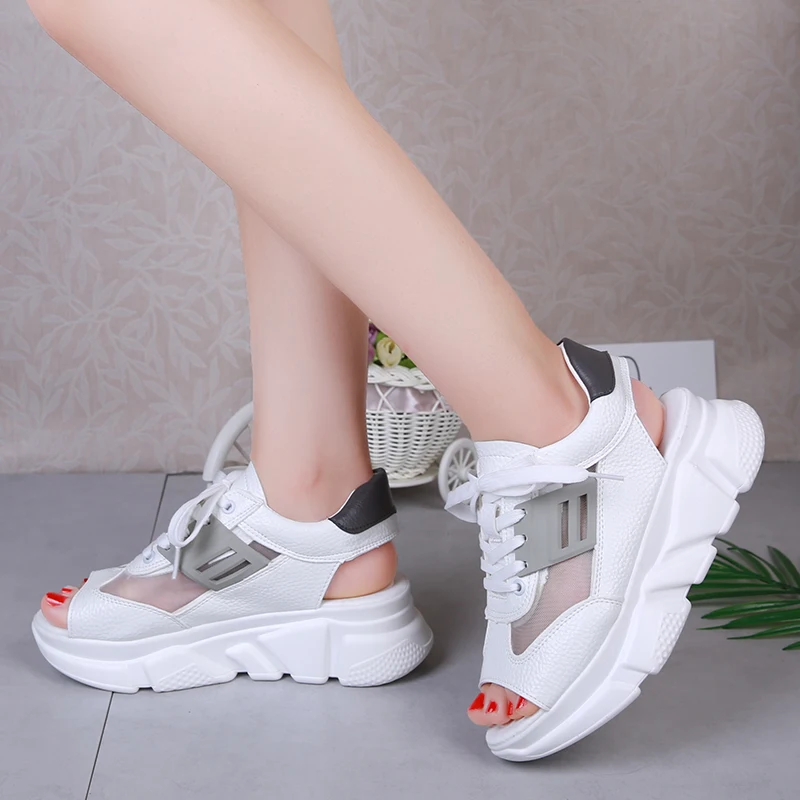 Женские сандалии Fujin летние из дышащей сетки розового цвета 2020|Боссоножки и