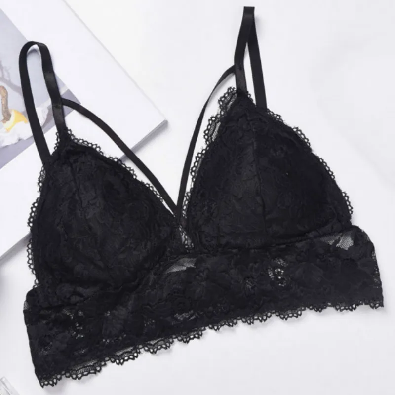 Бюстгальтер женский кружевной бесшовный Бралетт с глубоким V-образным вырезом