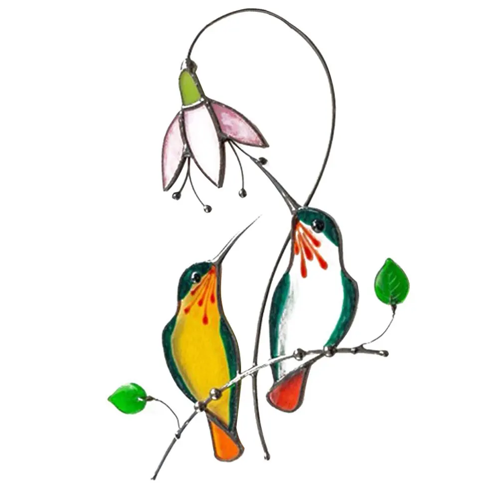 

3 Style Multicolor Stained Glass Birds Window Hanging Acrylic Cartoon Birds Panel Series Ornament Suncatcher Decoration For Door