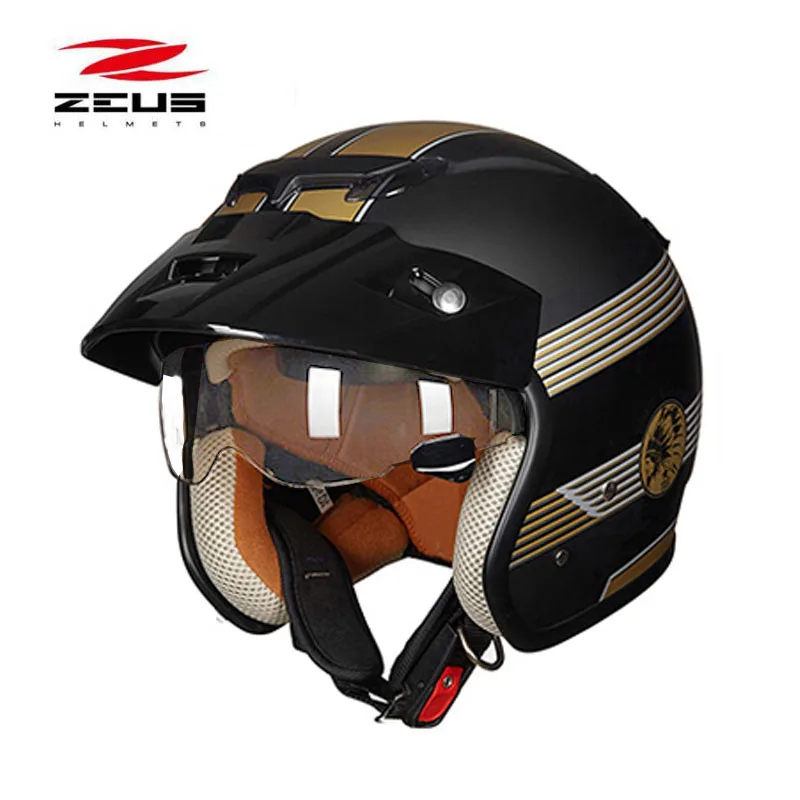 Новинка зимы ZEUS 3/4 с открытым лицом мотоциклетный шлем ZS 381c Встроенный объектив