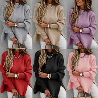 2021 autumn elegant rib sweater retro solid color lantern sleeve ladies pullover top casual knitted o neck sweater warm winter