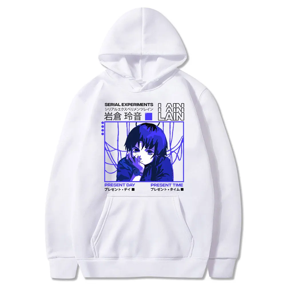 

Serial Experiments Lain Oversized Hoodie Men Cotton Sweatshirts Glitch Iwakura Manga Weeb Girl Sci Fi Anime Tops Men's Tracksuit