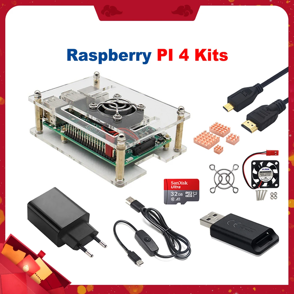 

KIITO R4 Raspberry Pi 4 with RAM 2/4/8GB Raspberry Pi 4 4GB 8GB Case Kits + 32/64 GB SD Card + HDMI Cable for RPI 4
