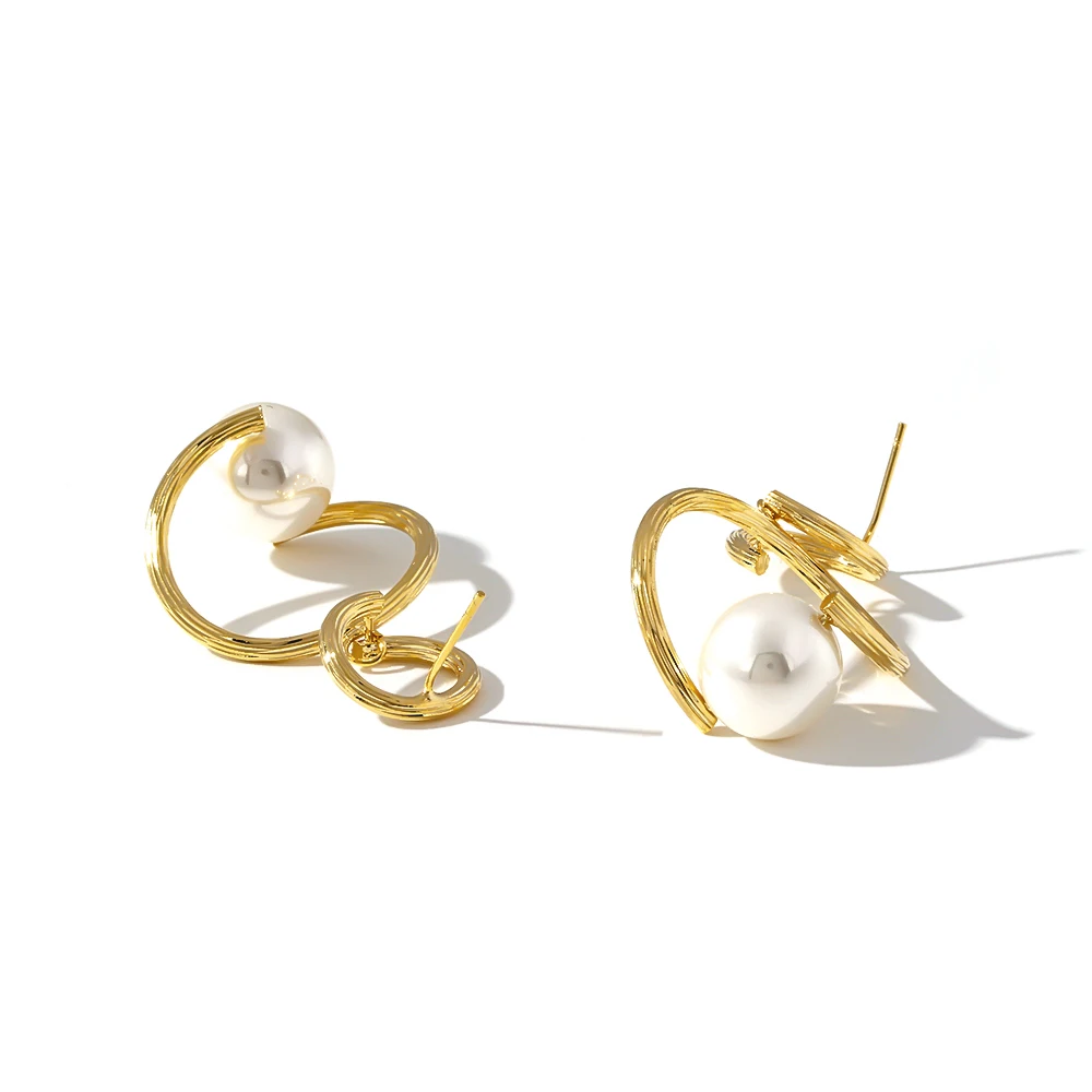 Yhpup Korean Minimalist Dangle Earrings Personality Imitation Pearls Metal Gold Oorbellen Pendientes Mujer Moda 2019 | Украшения и