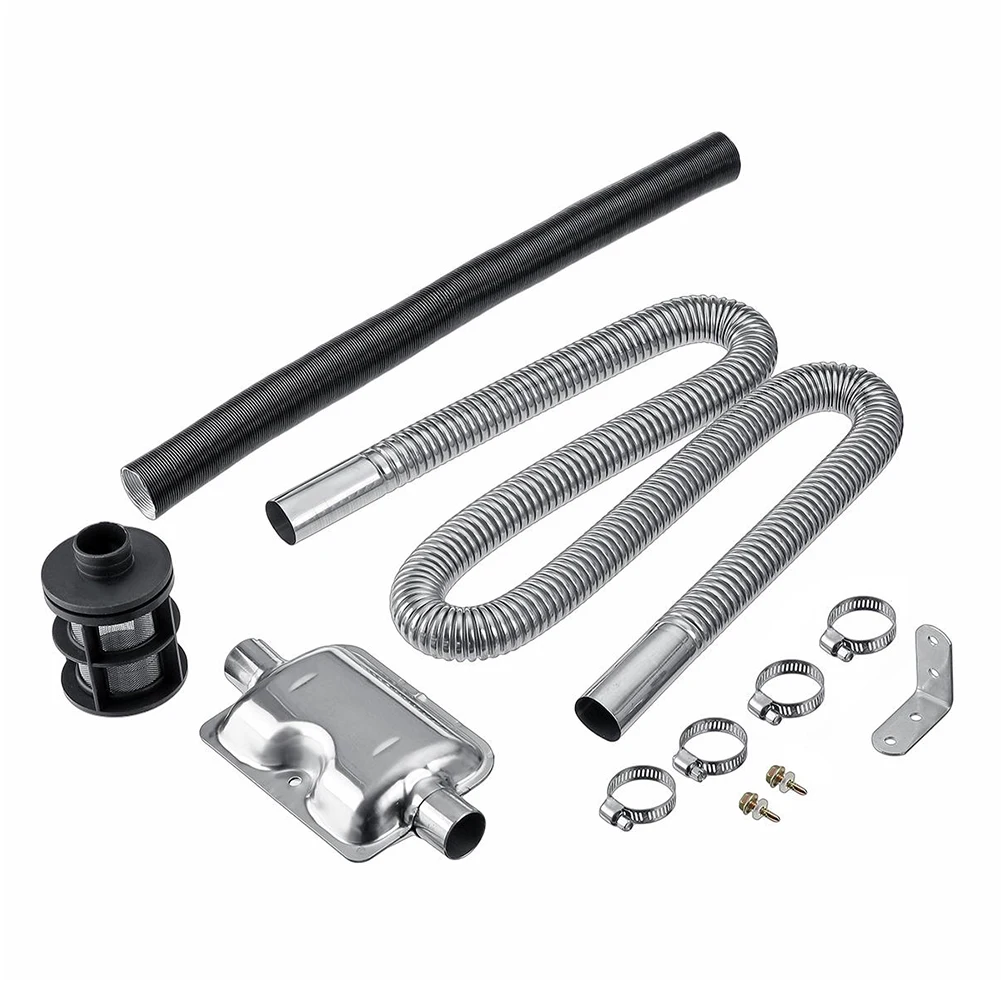 

New Stainless Steel For Ebespacher Diesel Heater Air Filter Exhaust Silencer Muffler Pipe Bracket Heater Accessories Silver Ship