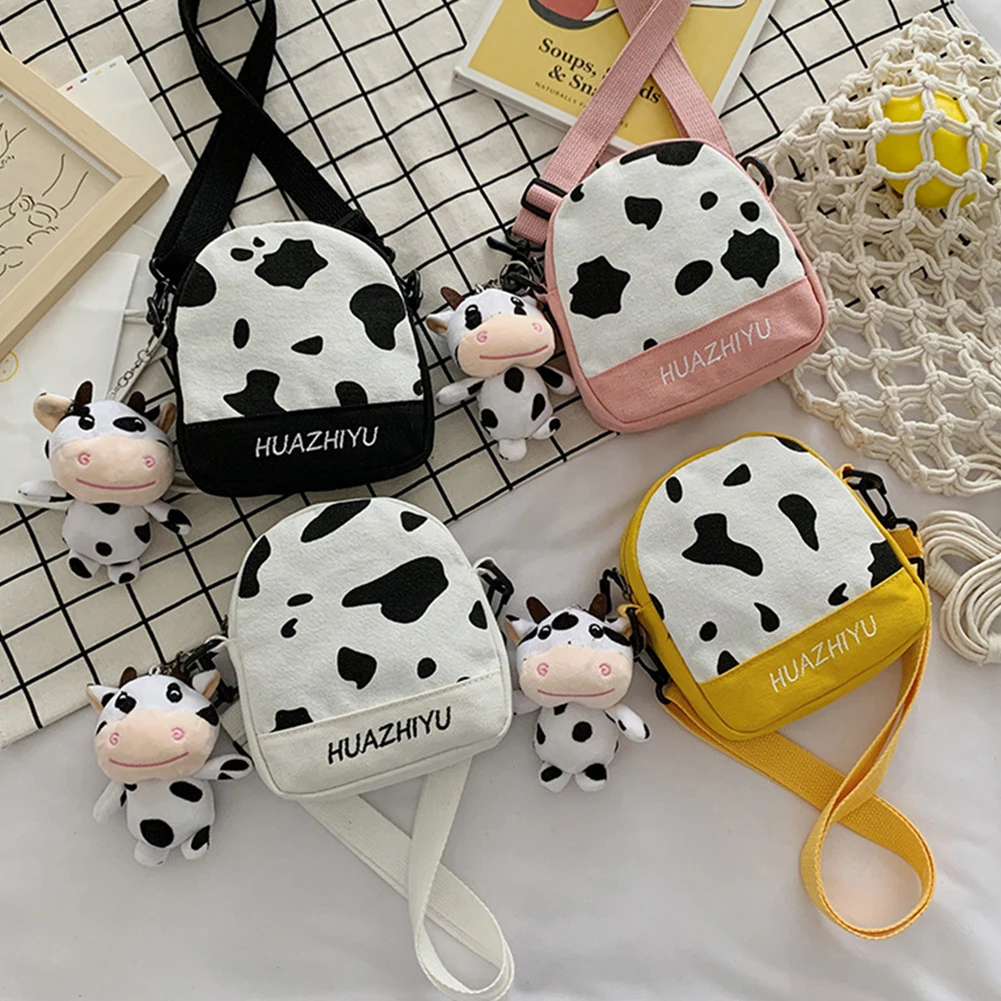 Модная женская Холщовая Сумка через плечо с принтом коровьего молока Женская