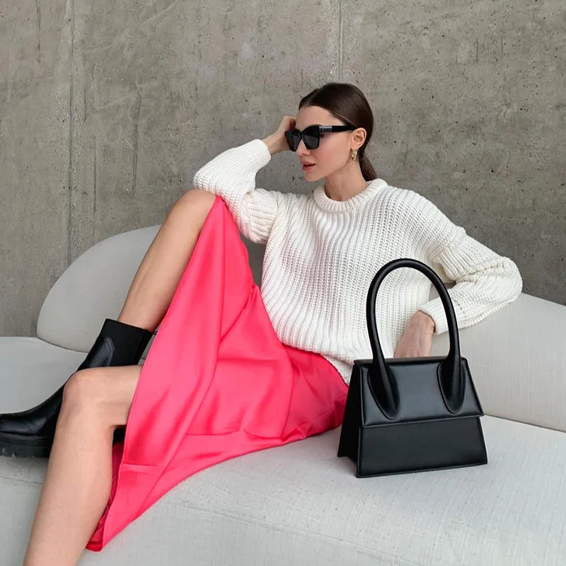 

Europe and the United States 2021 new fashion drooping sense slim package hip skirt high waist Satin temperament skirt women
