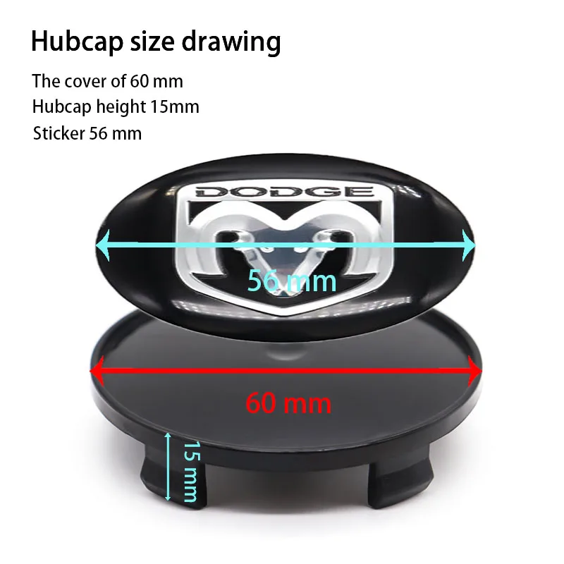 

Car parts 4pcs 60mm wheel hub cover center wheel sticker car logo, suitable for DODGE- personalized modification parts