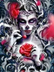 Горячая Распродажа Алмазная картина 5D DIY мозаика вышивка крестиком череп ужас женщина и цветок картина Стразы домашний декор