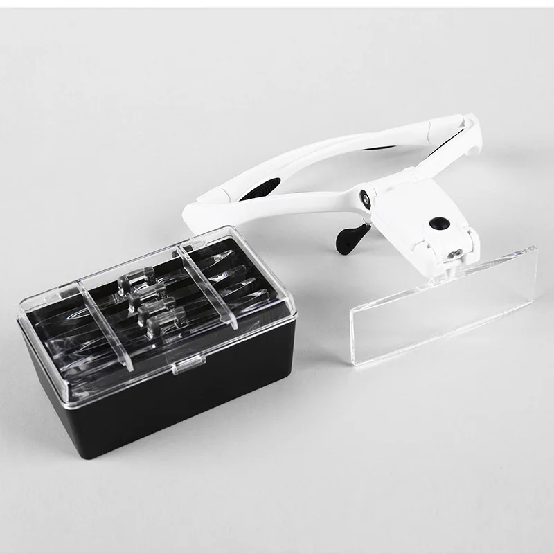 

Eyewear Magnifier with Led Lights Interchangeable Lens 1.0X/1.5X/2.0X/2.5X/3.5X Usb Charging Model Wearing Magnifying Glasses