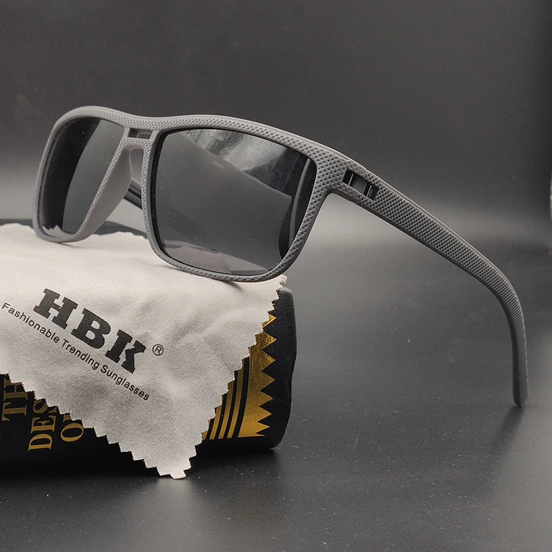 C4 grey black HBK, мужские поляризованные солнцезащитные очки TR90 для вождения, рыбалки, квадратные, сверхлегкие, небьющиеся, солнцезащитные очки, мужские, защита от ультрафиолета - Цвет линз: C4 grey black