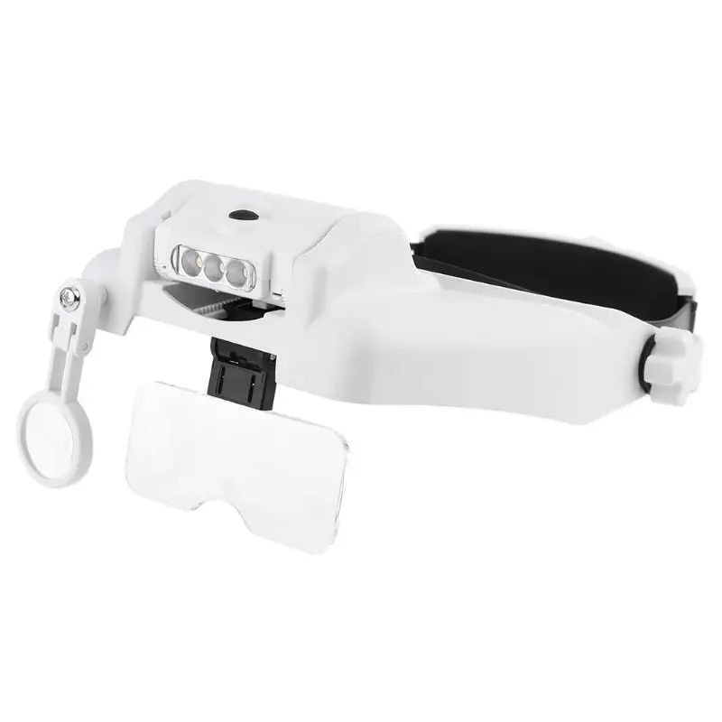 

Headband Magnifier Loupe Led Magnifying Glass Watchmaker Repair Tool w/ 5 Lenses 203C