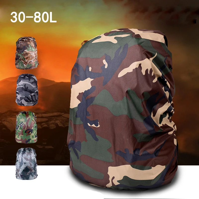 30-80L Камуфляжный Портативный Открытый походный нейлоновый пылезащитный Камуфляжный водонепроницаемый рюкзак-дождевик для рыбалки и охоты
