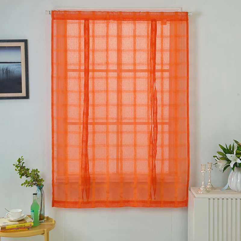 Современные короткие шторы ICECUR для кухни клетчатые прозрачные тюлевые кухонные