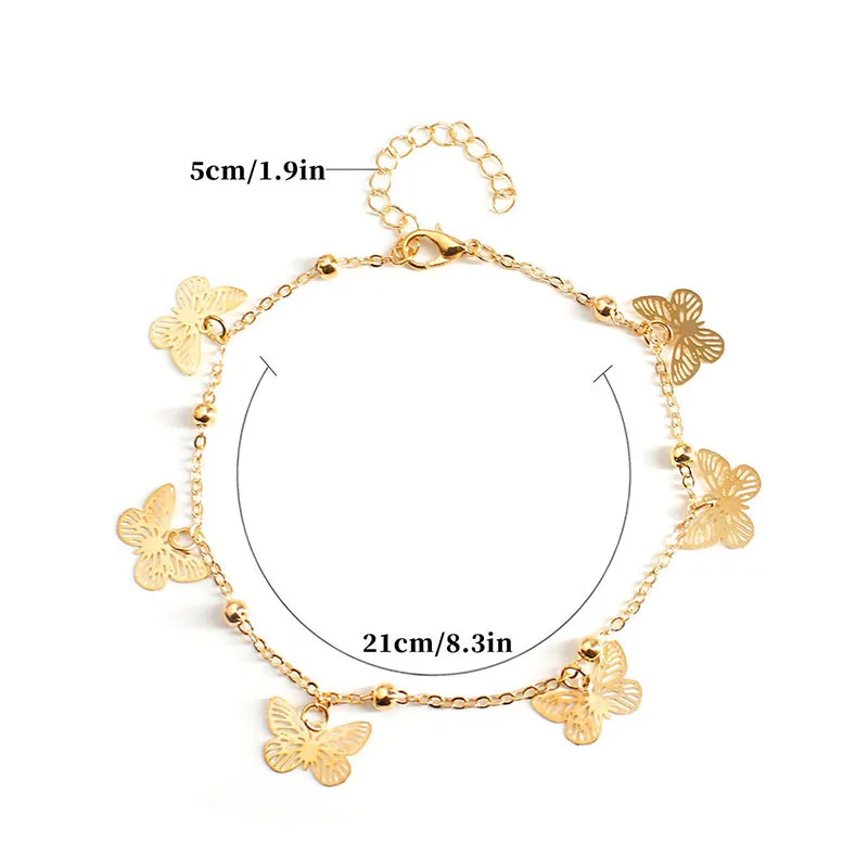 

New Accessories hollow butterfly anklet bracelet women fashion beach foot chain girl ankle bracelet on the leg jewelry