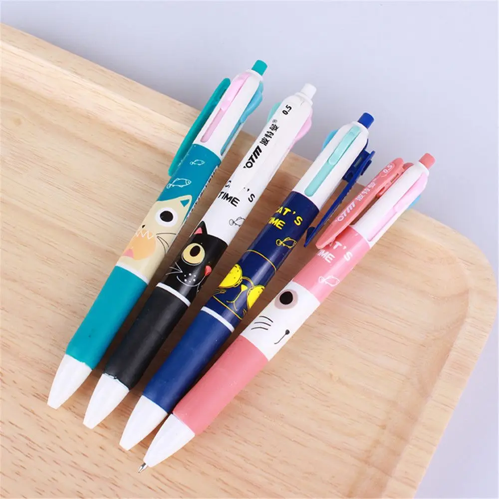 

4pcs/set Cute Cartoon Cat 4 Colors Ballpoint Pen Colorful Ink Ball Pen Kawaii Stationery Back To School Office Writing Supplies