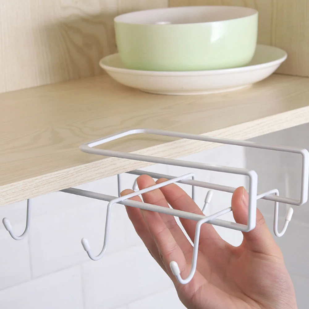 

Wrought Iron Cabinet Rack Kitchen Hanging Rack Creative Bathroom Kitchen Storage Rack Small Object Hook Nail-free Hook Shelves