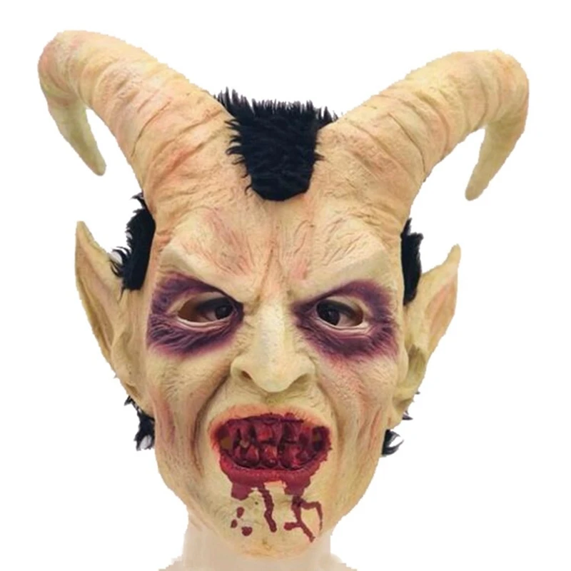 

Страшная маска, демон, дьявол, светящийся рог, латексные маски, украшение для Хэллоуина, фильма, косплея, праздничная вечевечерние, реквизит,...