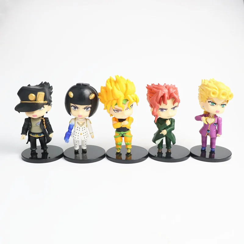 

5PCS Anime Jojo Bizarre Adventure Figure Kujo Jotaro Figurine Higashikata Josuke Kakyoin Noriaki Action Figure Model Toy 10-11CM