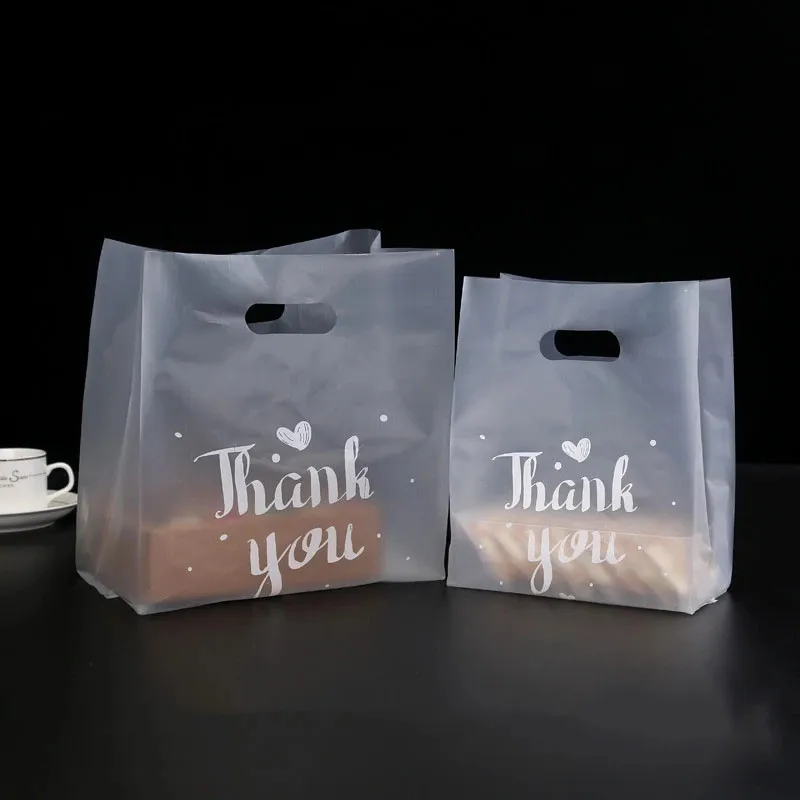 

NEW 50pcs Thank You Plastic Gift Plastic Shopping Bags With Handle Christmas Wedding Party Favor Bag Candy Cake Wrapping