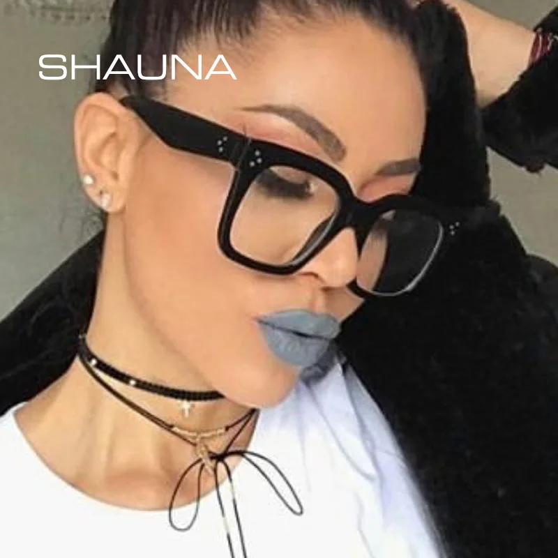 Женские квадратные очки с заклепками SHAUNA большие оправы для оптических очков в