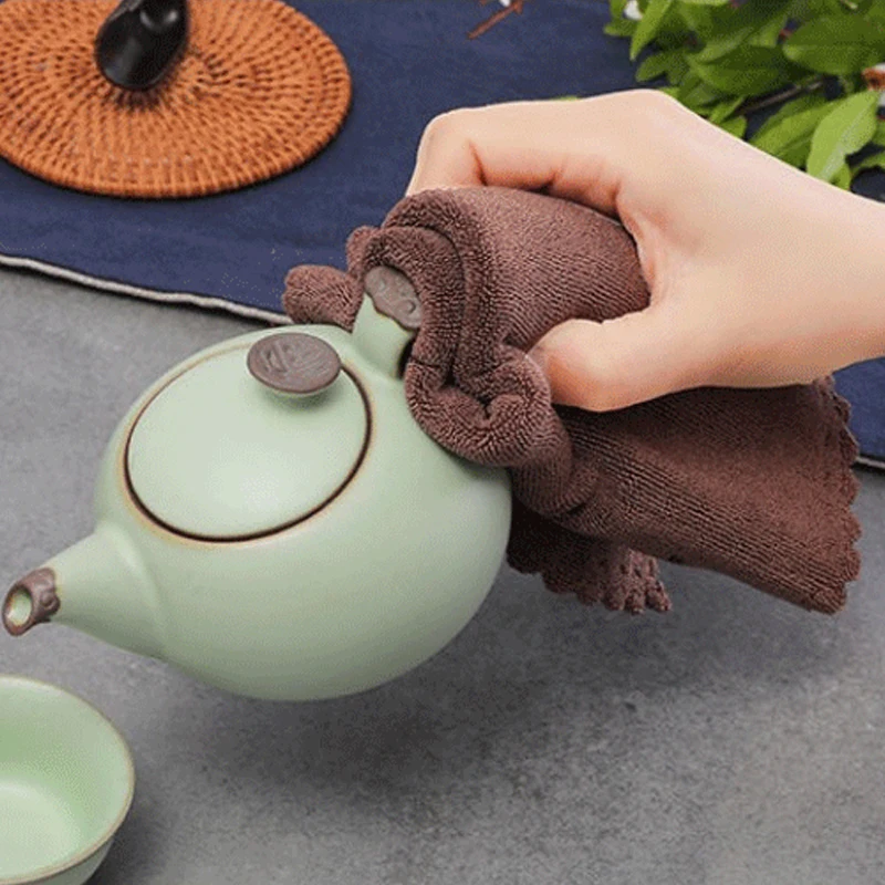 

Chinese Printing Table Napkins WaterAbsorption Kitchen Tea Towel Eco-Friendly Bowl Teapot CleaningTowel Tea Ceremony Accessories