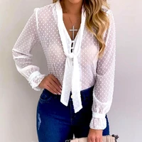 plus size s xxxl chiffon blouses women long sleeve v neck white shirt office blouse slim casual tops autumn female tops
